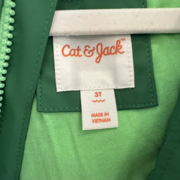 Cat & Jack Green Kids Frog Raincoat Jacket 3T Waterproof - Picture 3 of 3